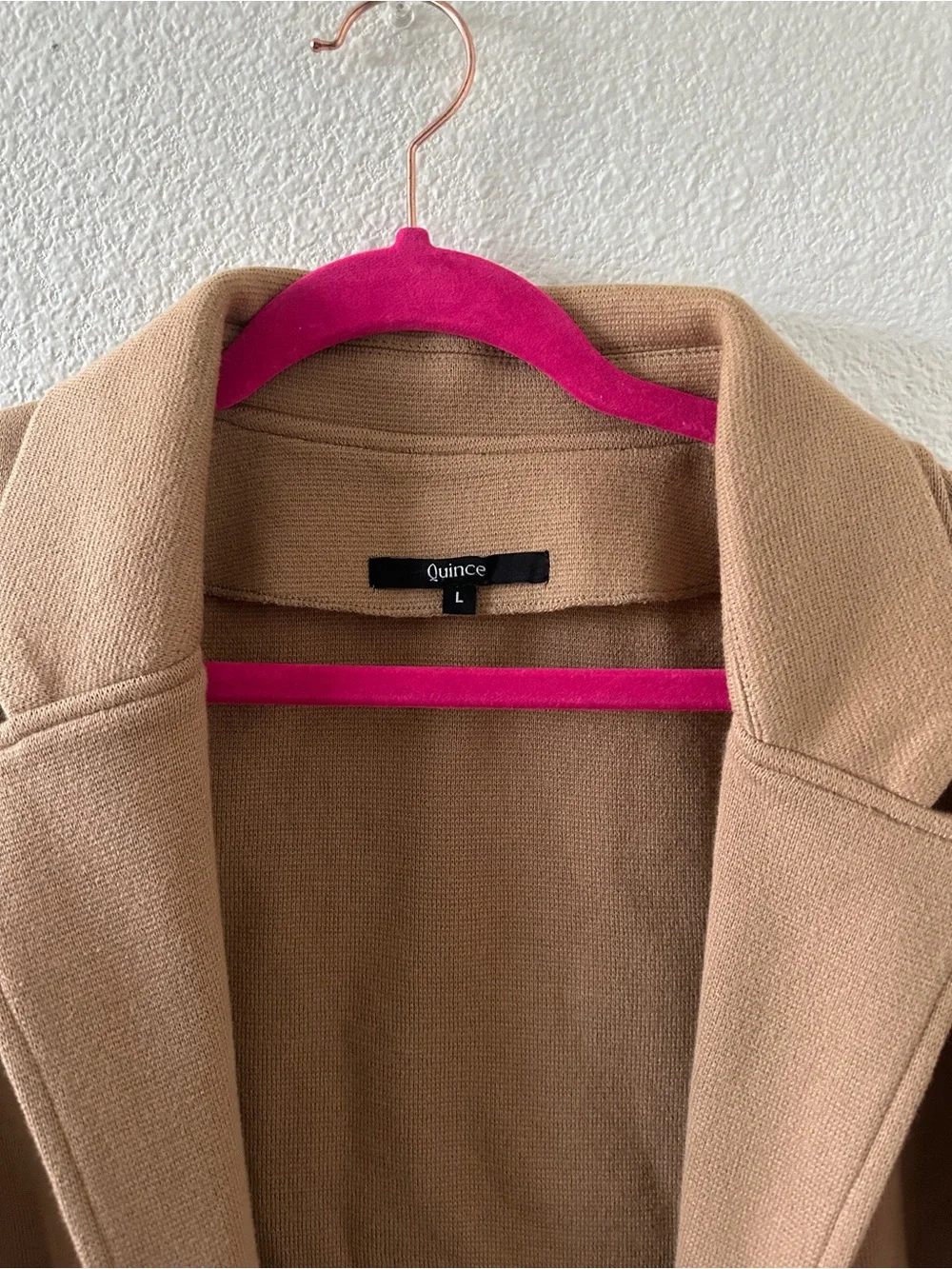 Quince Women’s Sz L Open Front Cardigan Minimalist Capsule Modern Chic Beige - Picture 2 of 7